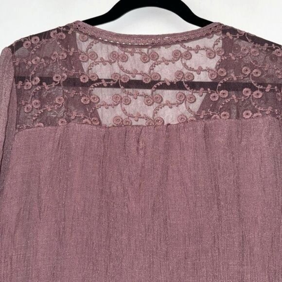 Indigo Rose Womens Lace Detail Tunic Dress 2X Mauve Polyester/Rayon Blend Machin - Picture 7 of 10